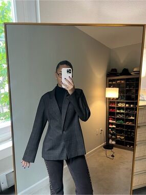 Nanette Lepore Charcoal Single-Button Blazer
